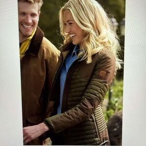 Eddie Bauer Sport Shop 700 Goose StormDown Puffer Jacket Women's XLT Green Brown